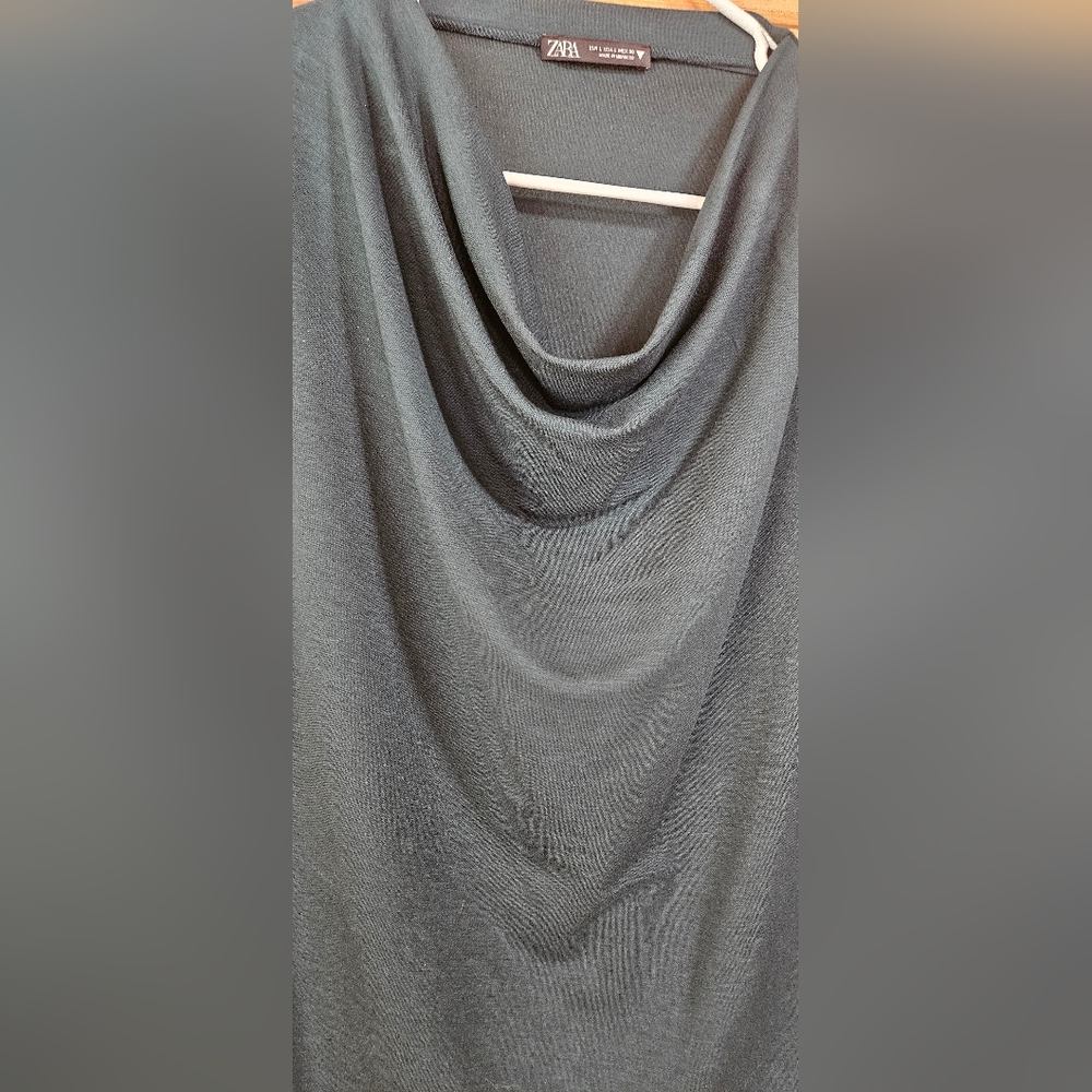 Zara Charcoal Sleeveless Cowl Neck Top - Picture 2 of 3